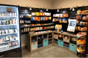 A well-stocked smart micro market installed inside an Airbnb property